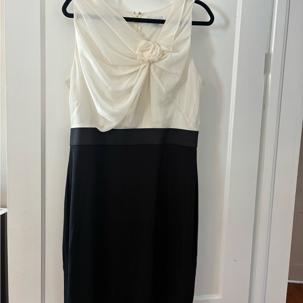 New York & Company Black and Cream Midi Dress